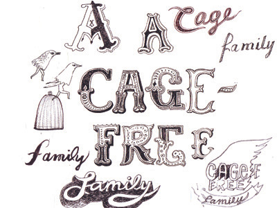 Cagefree 1 brainstorm hand lettering