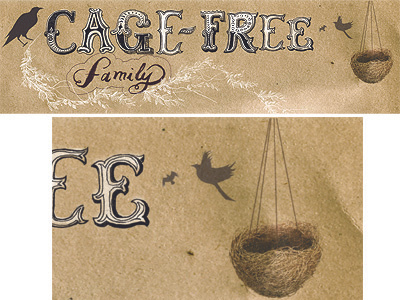Cage Free banner hand lettering website