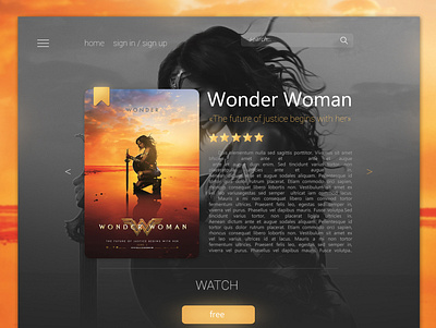 WonderWoman site design ui ux web