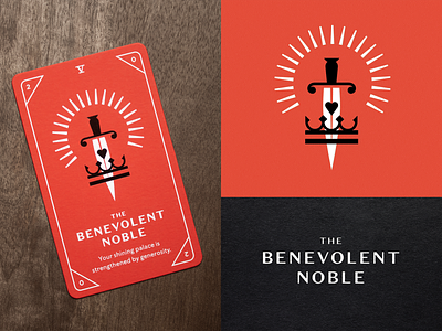 KNOCK Tarot | The Benevolent Noble cards crown foil foil stamp glow heart illustration noble playing cards red sword tarot tarot cards