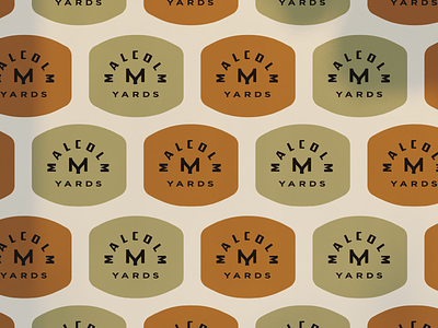 Malcolm Yards badge brand branding burnt orange green heritage industrial logo malcolm monogram olive green orange vintage yards