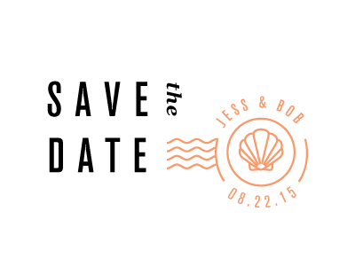 Save the Date beach coral invitation save the date seashell stamp wedding