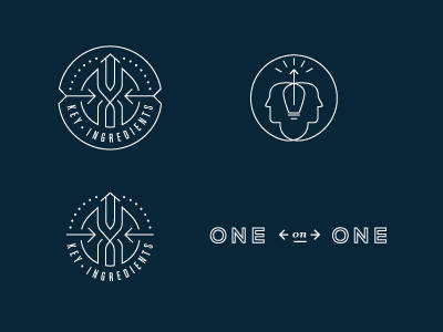Portfolio 1 on 1 portfolio 1-on-1 badge line work key ingredients arrows faces one on one lightbulb