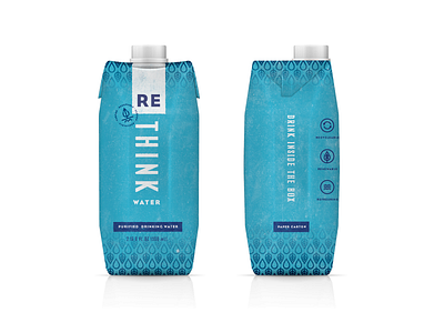 Rethink Water blue carton drop leaves package packaging renewable tetra think water
