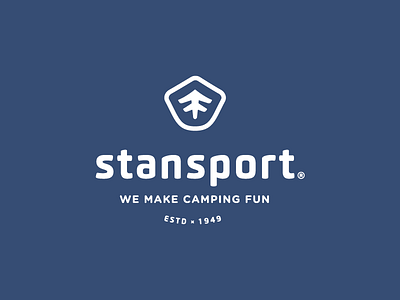Stansport Mark badge blue camp camping est fun gear logo shield stansport tree