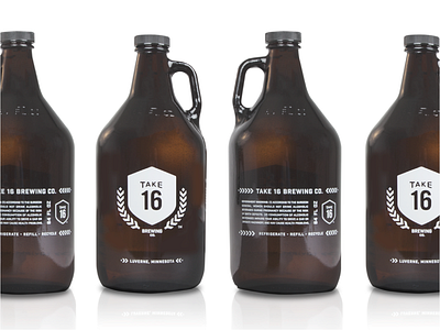 Take 16 Growlers beer brew brewery growler shield tracks