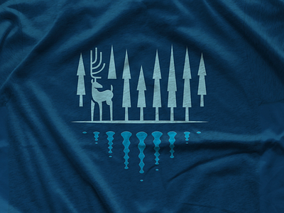 The Great North antlers apparel blue deer heart north reflection shirt trees tshirt winter woods