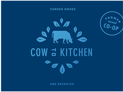 Dinner Bell Illustration bird blue butter co op cow dairy farmer geometric illustration illustration kitchen leaf leaves