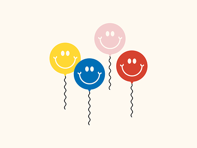 Happy Face Balloons 90s balloon good vibes happy face illustration retro smile sticker vintage yellow smile