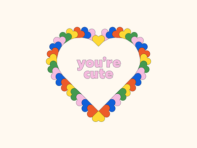 You're Cute cute cutie design greeting card heart illustration pattern stationery valentine valentines day