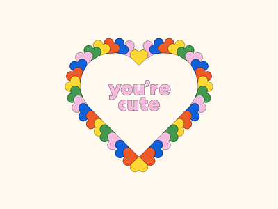 You're Cute cute cutie design greeting card heart illustration pattern stationery valentine valentines day