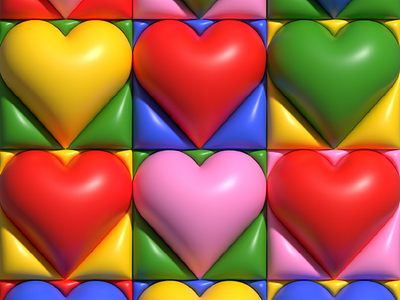 3D Hearts 3d greeting card grid heart illustration love pattern stationery valentine