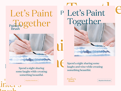 The Painter's Brush branding art class brand branding brush class design event gold logo new york notecard paint night painting pink poster stationery typography