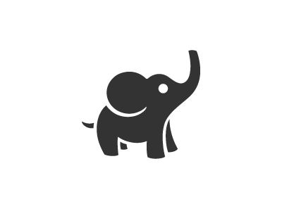 Icon Revamp: Elephant (Dark Grey) animal branding cute elephant icon intelligence likability logo negative space strength
