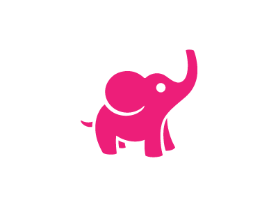 Icon Revamp: Elephant (Pink) animal branding cute elephant icon intelligence likability logo negative space strength