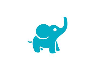 Icon Revamp: Elephant (Bright Blue) animal branding cute elephant icon intelligence likability logo negative space strength