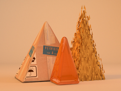 Chocolate Pyramids 3d 3d pyramids 3d shapes c4d cinema 4d orange 3d