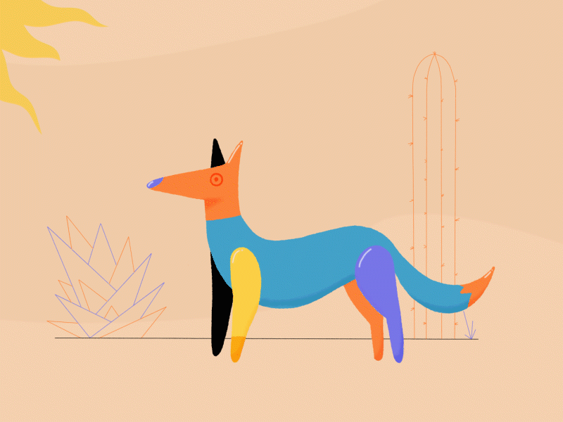 Coyote (hopefully not) Ugly aftereffects animal animation animation 2d arizona cactus character design concept coyote desert fox heat heatwave hot melt mexico statue summer sun sunshine