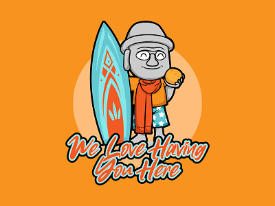 We Love Having You Here branding character dailydesign design hellodribbble illustration logo orange typography vector