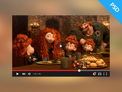 YouTube Video Player UI - Material Design clean freebie gui material design psd ui video player youtube