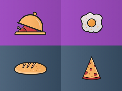 Dining Illustration bread checken delicious dining flat food icons iconset illustration omelette pizza