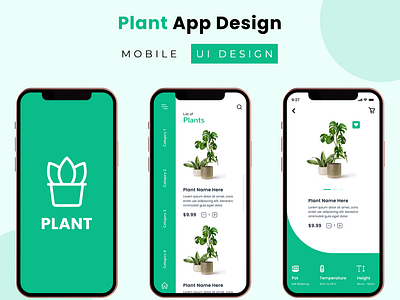 Plant Mobile App Design adobe design figma graphic illustrator photoshop portfolio ui ux