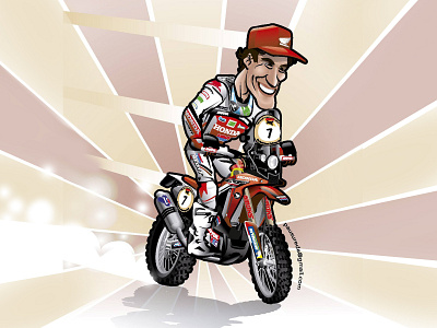 Joan Barreda Moto Honda Hrc Rallye Dakar caricatura cartoon illustration illustration motor sport