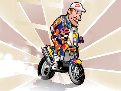 Marc Coma Moto Ktm Rallye Dakar caricatura cartoon illustration illustration ilustración motor sport vector