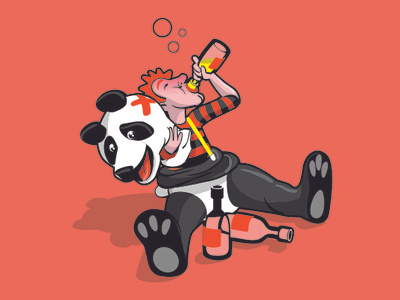 drunk in carnival bear panda bear carnival cartoon illustration drawing illustration ilustración vector