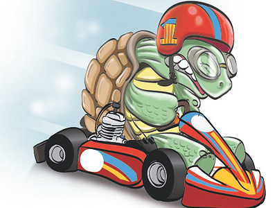 fast turtle Karting animals cartoon illustration drawing ilustración motor racing sport