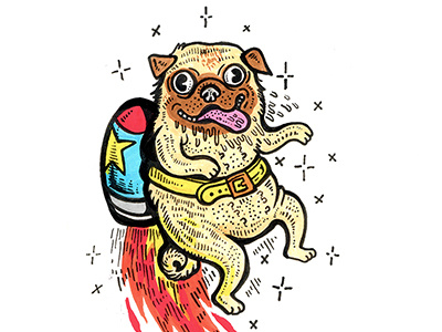 Space Pug art dogs illustration pugs sketchbook traditional