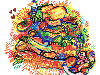 Hotdog art colorful hotdogs illustration pdx portland summer willamette week