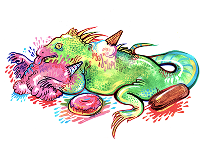 Iguana art iguana illustration ink lizard painting sweets watercolor