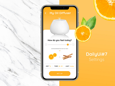 DailyUi #7 007 app dailyui dailyui007 essential oils settings settings ui