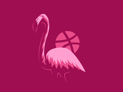 Hello Dribbble! debut flamingo hello dribbble illustration pink vector