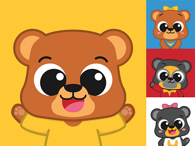 Bear Cub Character Designs adobe illustrator adorable bear character cute design flat fun game illustration kids vector