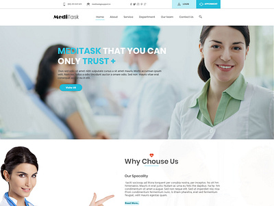 Meditask design hospital landing page landing page design mokeup photoshop psd psd template treatments ui