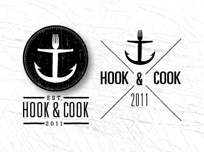 Hook & Cook anchor grunge vintage