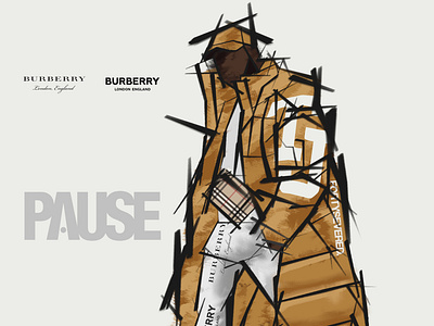 johnson gold in fake pause magazine x burberry campaign beige burberry coat fashion fashion art fashion illustration fashion illustrator fashion influencer illustration pause magazine street style streetwear text on clothing tommy hilfiger