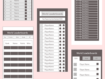 Leaderboard- Daily UI 019- Wireframes adobe xd app daily 100 challenge daily ui design ui wireframes