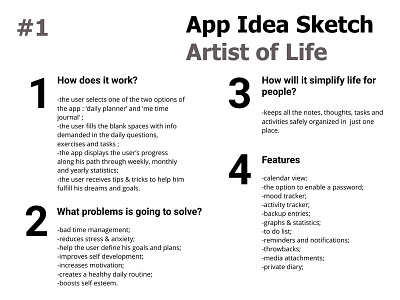 The Artist of Life App Design - Step 1 app app idea appsketch figma list