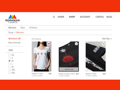 Romanian T Shirts Shop Page- Women adobexd ddesign design e commerce ui ux website