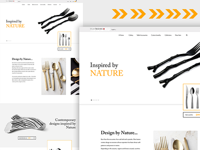 Blue Leaves tableware homepage clean design desktop different gold landing page landing page ui pizza clean modern nature sleek tableware ui ux adobe xd