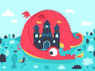 Dragon Castle castle chateau chevalier children children book digital dragon illustration illustrator knight