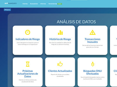 Antiblanqueo: Data Analysis Option Display