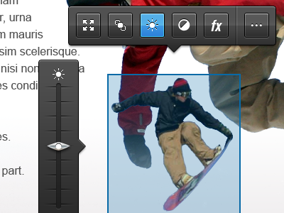 Image editing slider black blue brightness callout slider snowboarding