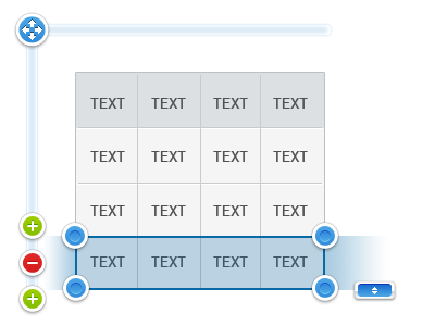 Tablet app - Table Interactions cells columns interaction ipad rows selection table text select
