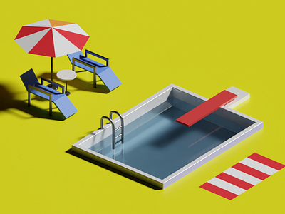 Pool Side 3d 3d art blender blender3d design illustration render