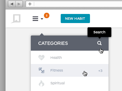 Categories button category flat logo menu new notification popup search ui update ux