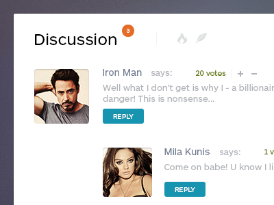 Discussion widget flat popup social ui ux